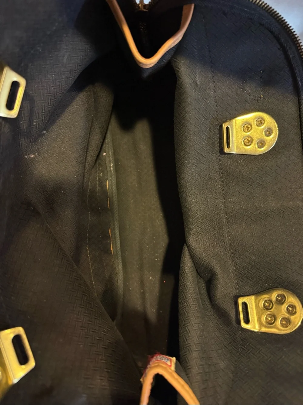 Dooney & Bourke Black Canvas Satchel with Brown Leather Trim